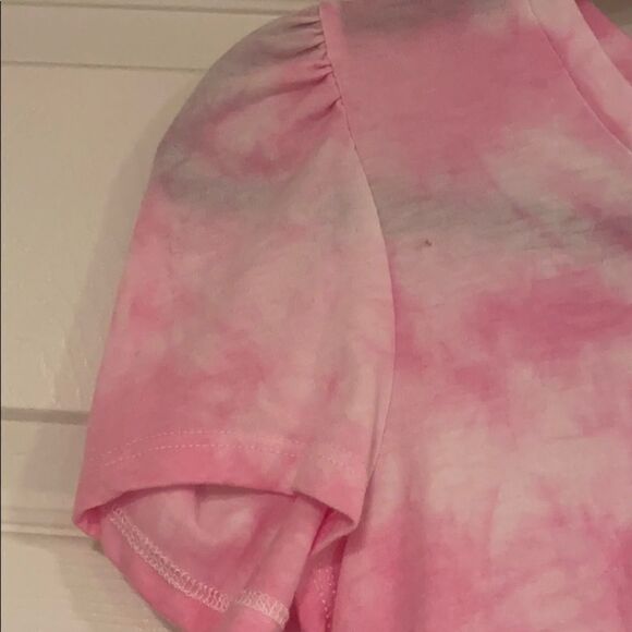 Generation Love Pink & White Tie Dye Puff Sleeve T-Shirt Size XS - Picture 2 of 6